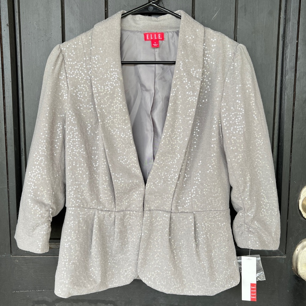 NWT Elle Gray Sequin Blazer - Size 8